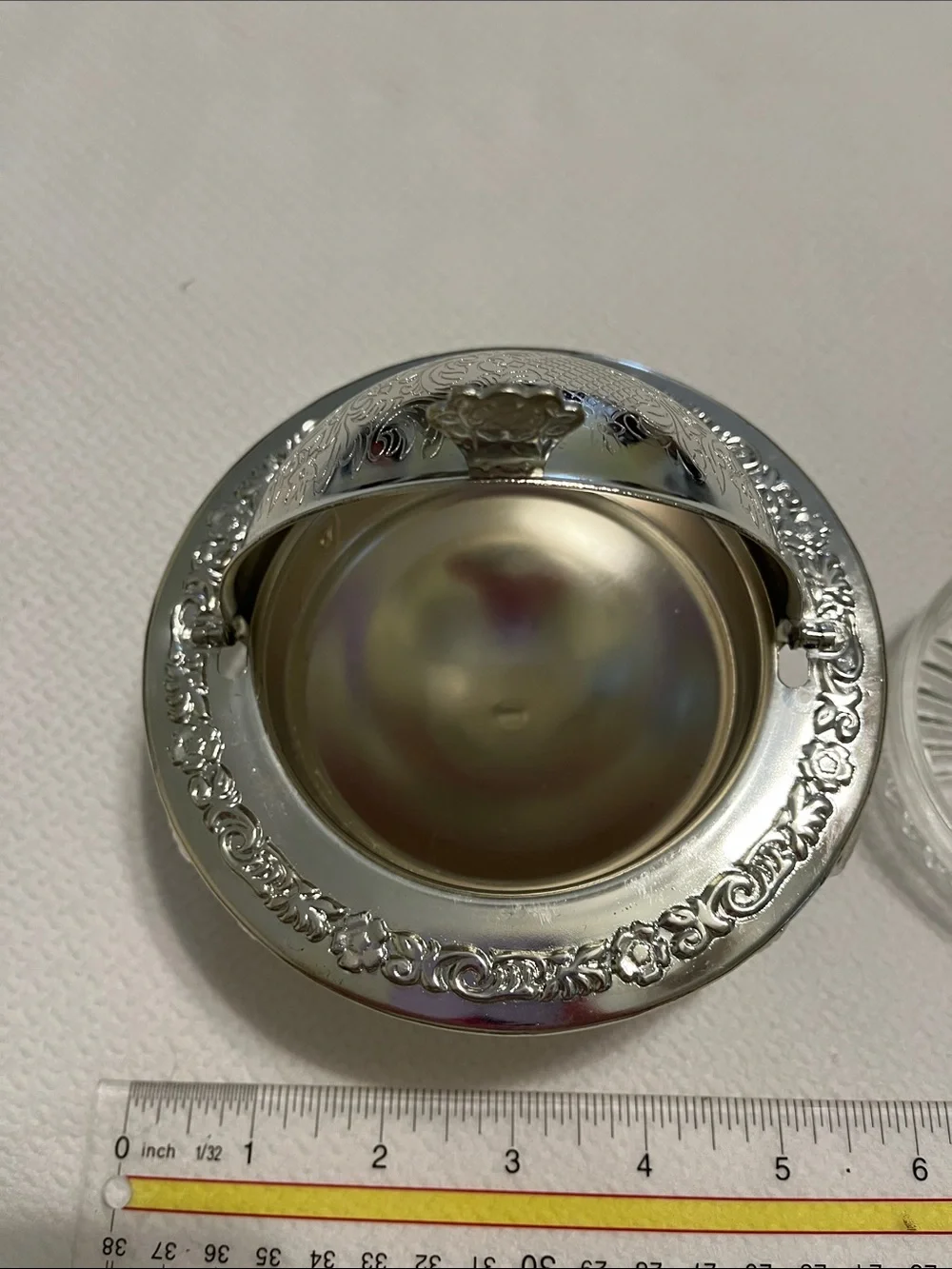 Vintage Silver-Plated Rill Top Caviar or Butter Sever with glass insert.